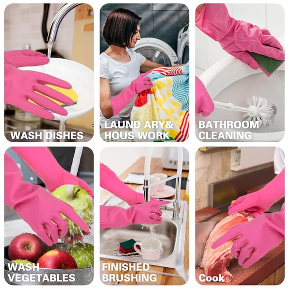 Rubber Gloves for Cleaning, Extra Long Waterproof Non-slip