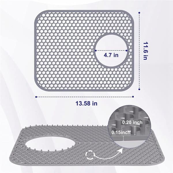 Silicone Sink Mat, 2-Pack Kitchen Sink Protector with Center Drain, Heat Resistant Non-Slip Foldable Sink Mat