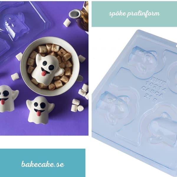 Spøgelsesformet 3D Chokoladeform - 3-delt Silikoneform til Halloween Pralineform