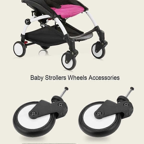 Rubber Replacement Wheels for Strollers Front/Rear Wheels Yoya Vovo Stroller Accessories (1 Pair Front)