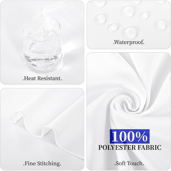 Solid Bleached Round Tablecloth - 1.6m Polyester Table Cover for Weddings, Banquets & Home Decor 360