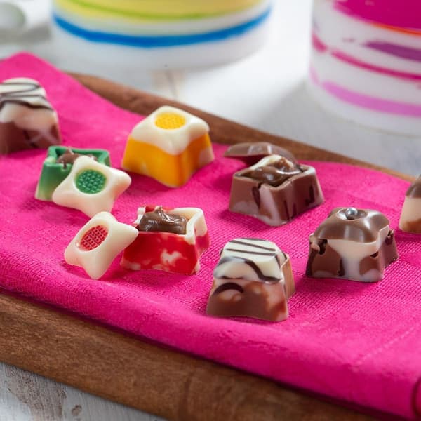 Fantasia Pralinform 10 stk Polykarbonat Chokoladeform - Decora multifarvet