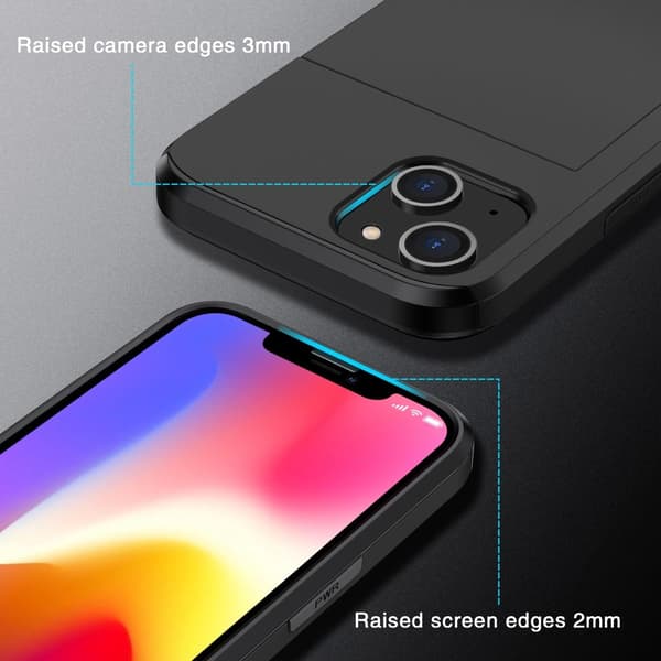iPhone 15 Hybrid Cover med Kortlomme Sort 48 48
