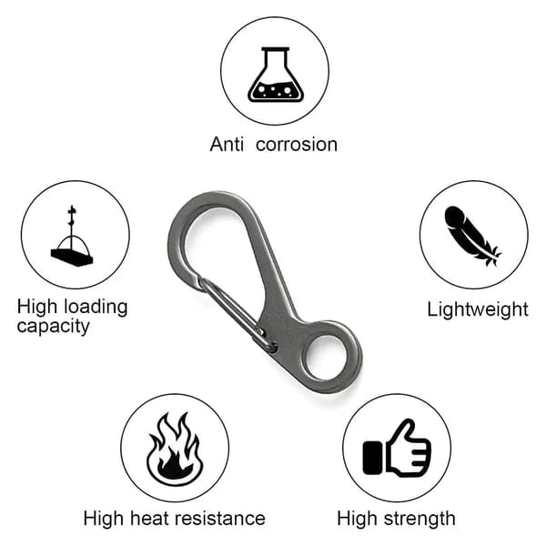 Mini karbinhake-set, aluminiumkrok, liten karbinhake för camping, resor, vandring (grå)