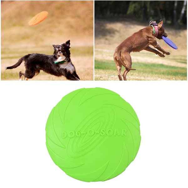 Soft Rubber Flying Summer Beach Interactive Dog Toy Green 18cm