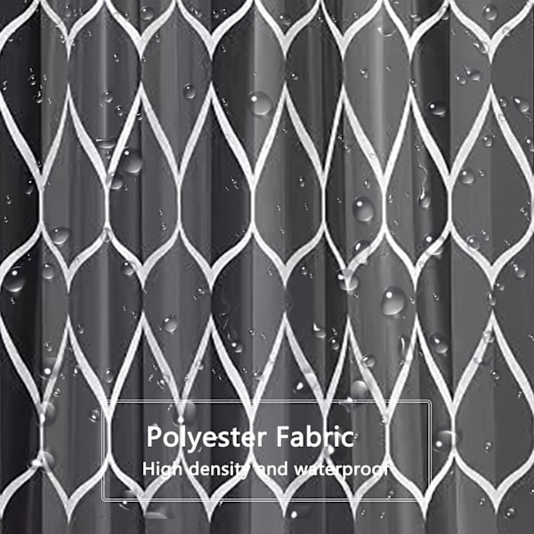 180x180 cm tykt polyester bruseforhæng Sort