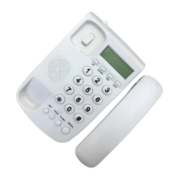 Fasttelefon for hjemmet, bordtelefon med nummerpresentasjon, hvit[pl]