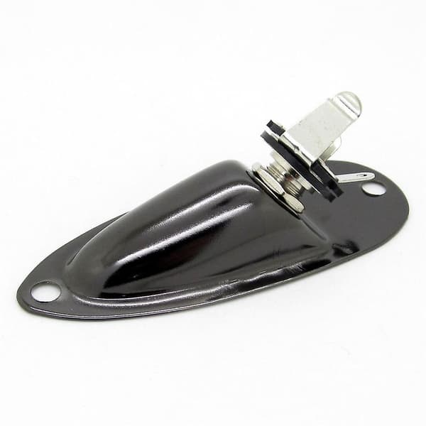 Svart båtformet 1/4-tommers gitarpickup utgangs- og inngangsplugguttak for Strat-gitar