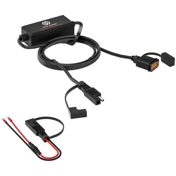 SAE til USB-adapterkabel for 10V-24V DC motorsykkellader, QC3.0 vanntette doble porter