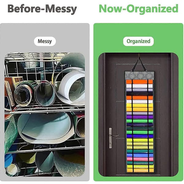 Vinyl Roll Holder with 48 Slots, Vinyl Roll Storage Organizer Wall Craft Room and Storage Gr