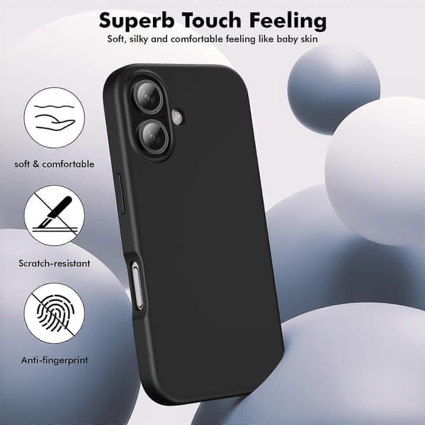 Silicone Case Compatible with iPhone 16 Case Soft Ultra-Thin Protective Shockproof Liquid Silicone Cover, 6.1\" Midnight Black