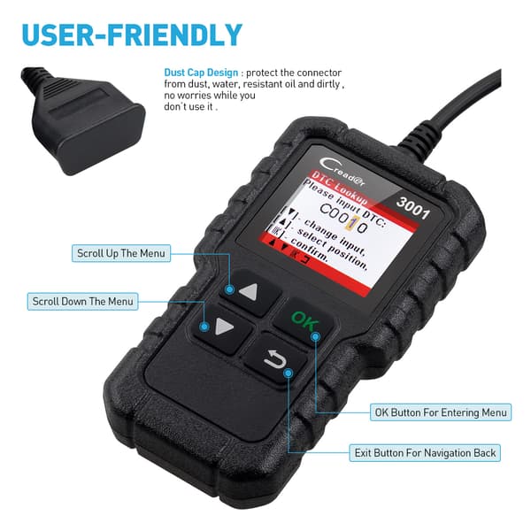 OBD2-scanner læser 3001 EOBD køretøjsdiagnoseværktøj
