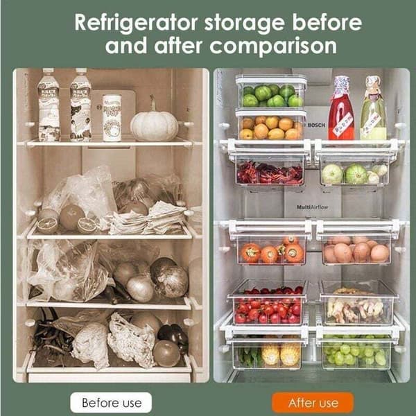 Refrigerator Storage Box, Pull-Out Refrigerator Drawer, 1 Compartment Refrigerator Divider Clear Storage Box