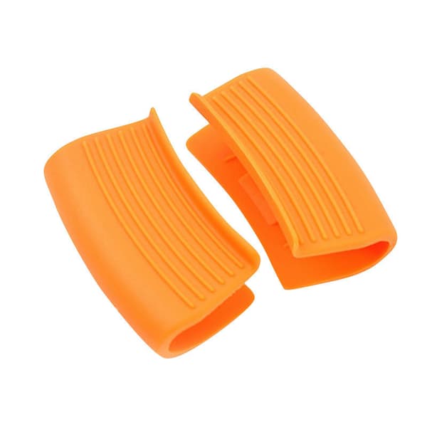 Sæt med 2 håndtag, silikone, tilpasningsdygtig, orange