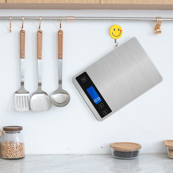 Digital Kitchen Scale, Rechargeable Stainless Steel Electronic Scale with LCD Display, 15kg/1g silver