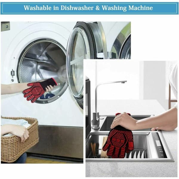 Bagehandsker, Grydelapper, Skridsikre Silikonehandsker, Varmebestandige