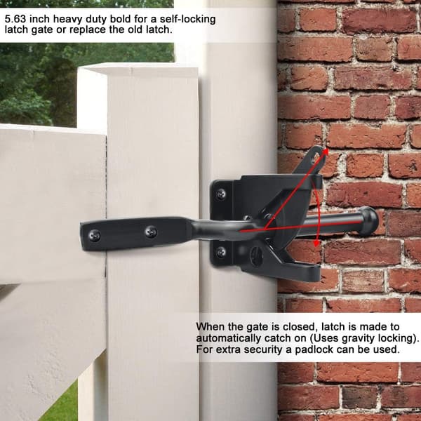 Automatic Stainless Steel Gate Latch with Gravity Arm, Black