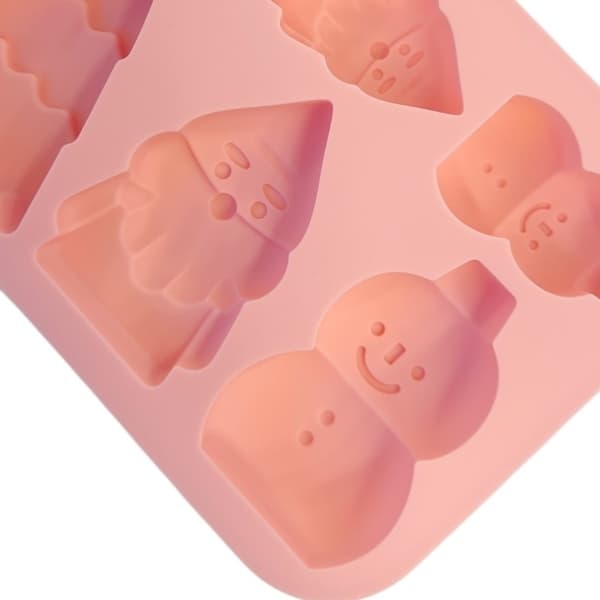 Silikone juleform - Julemand, snemand og juletræ Rosa pink