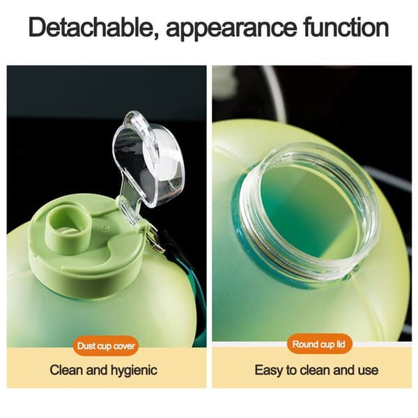2,2 L Leak-Proof Water Bottle with Time Marker Green KLB