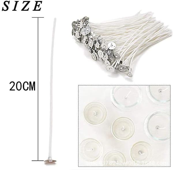 White Waxed Cotton Wicks for Candles 20cm 50PCS