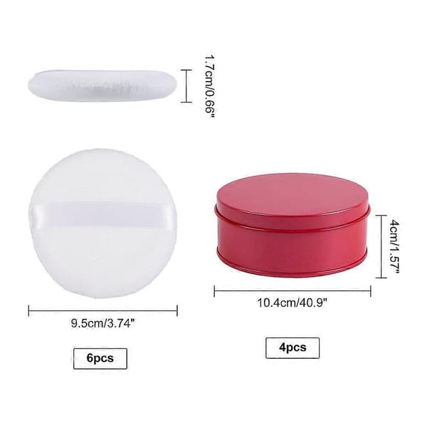 DIY Cosmetic Storage Boxes with Empty Tin Box and Cotton Makeup Powder Puff White Box: 10.1x4cm 4pcs/set