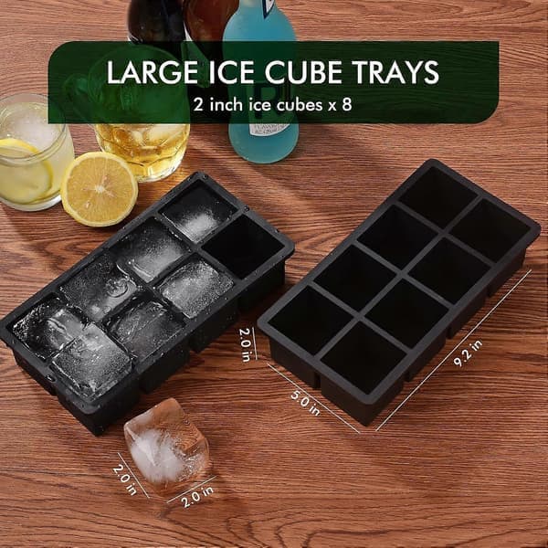 Ice Cube Tray, Freezer Ice Molds with Lid, Easy Release Large Ice Cube Molds, Silicone Ice Cube Tray for Whiskey, Stackable Square Ice Mold for