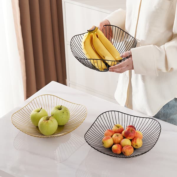 1 Piece Fruit Basket (Black) Decorative Fruit Basket Black Metal