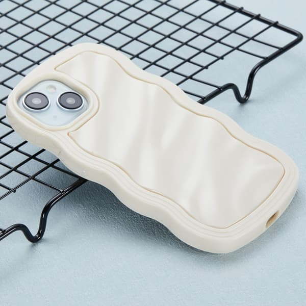 iPhone 15 Mobilcover Bølget Tekstur Beige