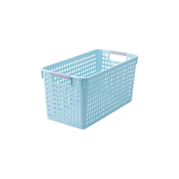 Plastic Laundry Basket - Silver Handle, Foldable, Space-Saving, Toy Storage (FMY) Blue Blue