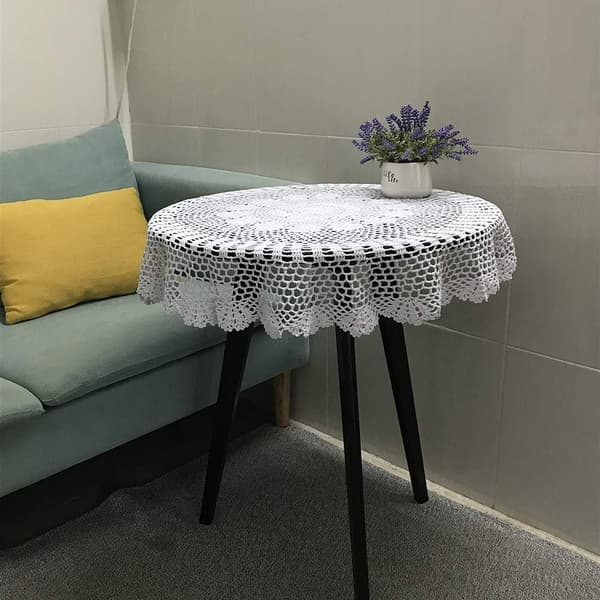 100% Cotton Handmade Crocheted Round Tablecloth Lace