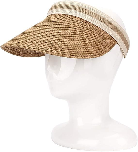Sommerhatt med bred brem for kvinner, stråhatt, brun