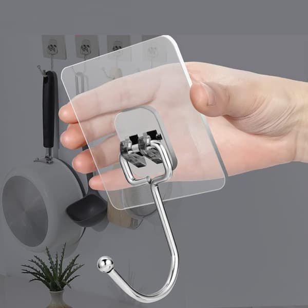20-pack Clear Adhesive Hooks, Drill-Free Adhesive Wall Hooks, Wa