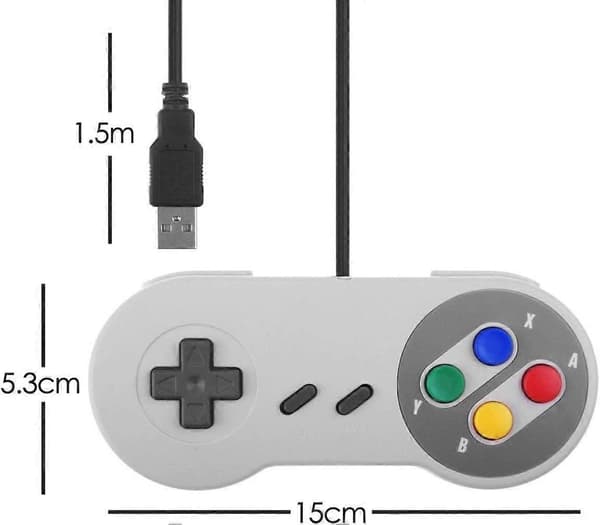 2-pack Wired USB Controllers - Compatible with SNES Emulators - Retro Gaming Joypads Gamepad - Suitable for Gaming PC, Computer, Laptop