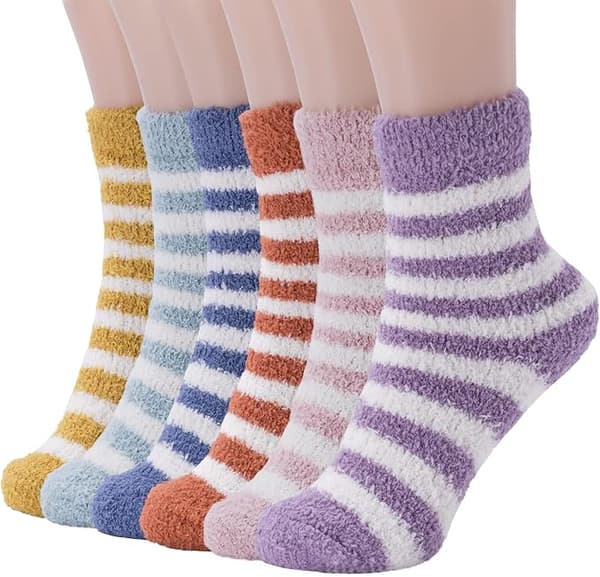 6 Par Varme Bløde Sokker Dame, Sovesokker til Kvinder, Bløde Mikrofiber Tykke Bløde Sokker Dame Størrelse 36-40 til Vinter
