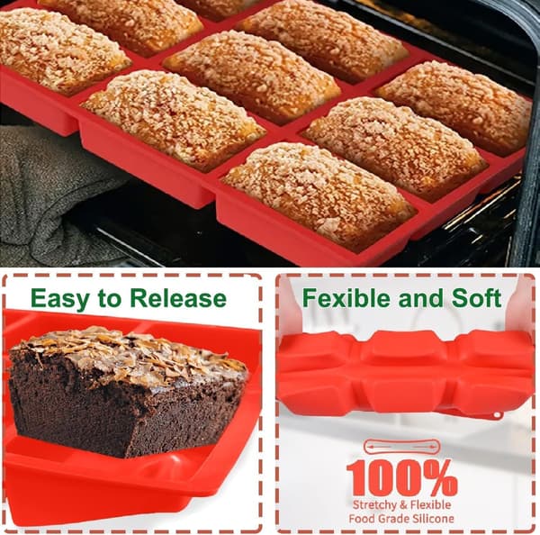 2 stk Silikone Mini Brødforme, Non-Stick Mini Brødform, 9 Hulrum Silikone Bageform til Mini Brødkage, Brød, Farsbrød, Mini Kage, Sæbe