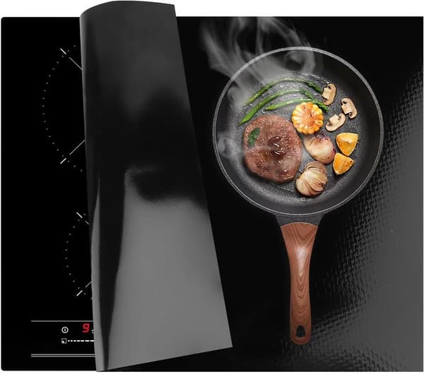 Induction Hob Protector Mat, Silicone, Heat and Scratch Resistant, Non-Slip, Black, 60x52cm