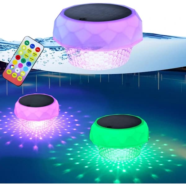 [PL] Solar Pool Lighting, Underwater and Above-Ground Pool Lights with Remote Control, RGB+Cool White, IP68 Waterproof