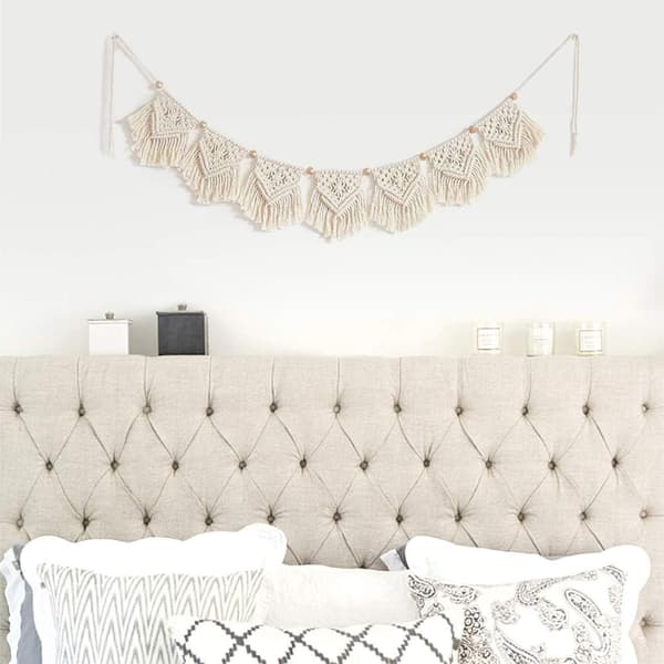 Makramé Veggdekor Boho Chic Bohemian Hjem Geometrisk Kunst