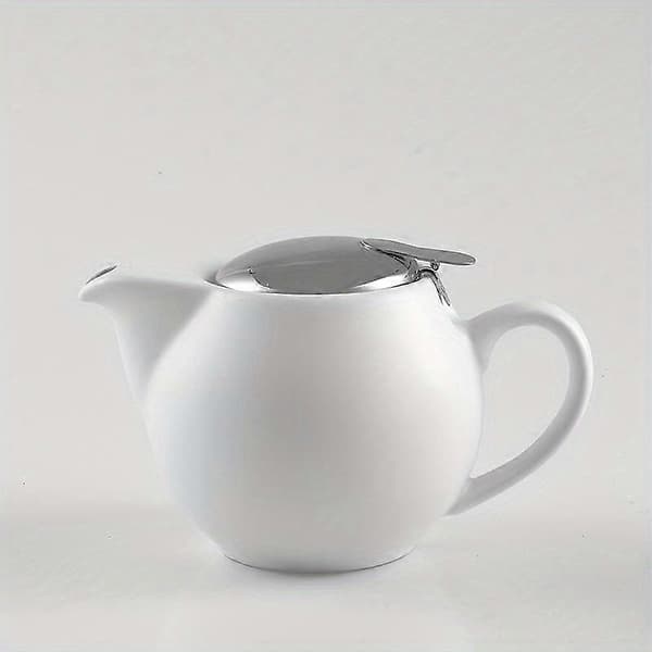 Elegant Termostabil Keramisk Tekande | Rustfrit Stål Låg & Fin Te-infuser Perfekt til Løsbladste-kendere Hvid White