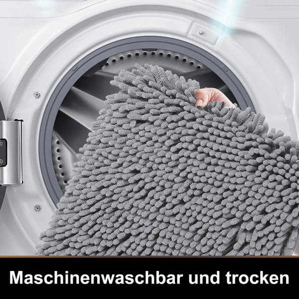 Chenille Microfiber Non-Slip Bathroom Mat - Absorbent Bath Mat - 60 x 90cm - Light Grey