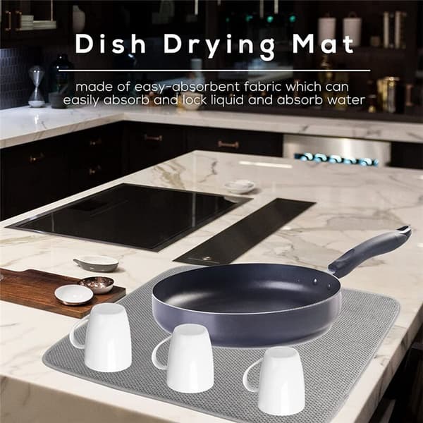 Microfiber Drying Mat Set of 2, Absorbent Kitchen Counter Dish Rack, Super Absorbent Drying Pads 20\" x 15\" (A)