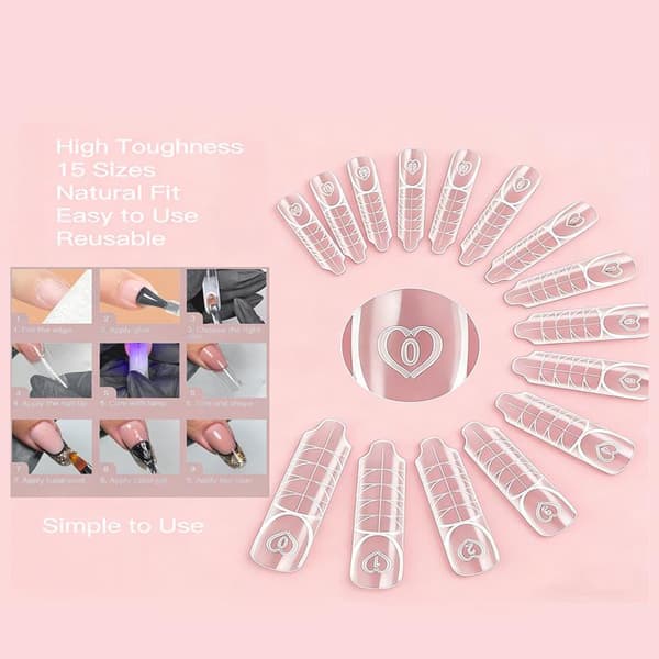 60/75/150 pcs Space French Dual Forms Nail Molds 15 Sizes Reusable A2