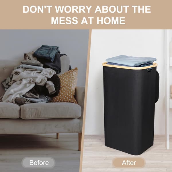 (Black) Laundry Basket, 100L Laundry Hamper with Lid and Handles