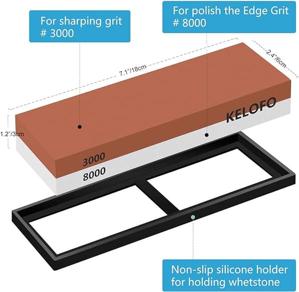 Knife Sharpening Stone Set, 2-Sided Whetstone Set 3,000/8,000 Sharpening and Honing Waterstone