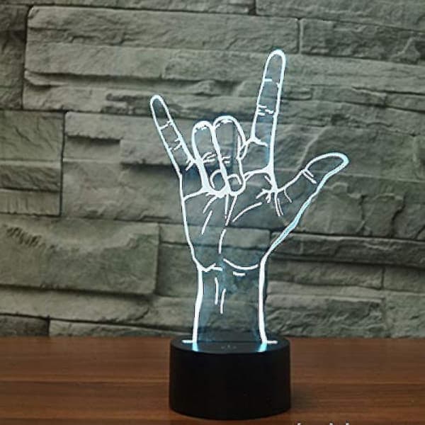 3D Jeg elsker dig tegnsprog natlampe touch bord skrivebord optisk illusion lamper 7 farver Ch