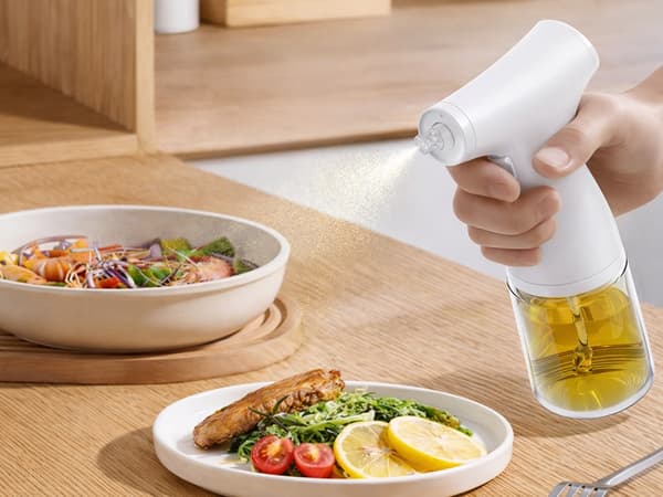 Oil Dispenser Spray Bottle 200 ml Glass Vit white