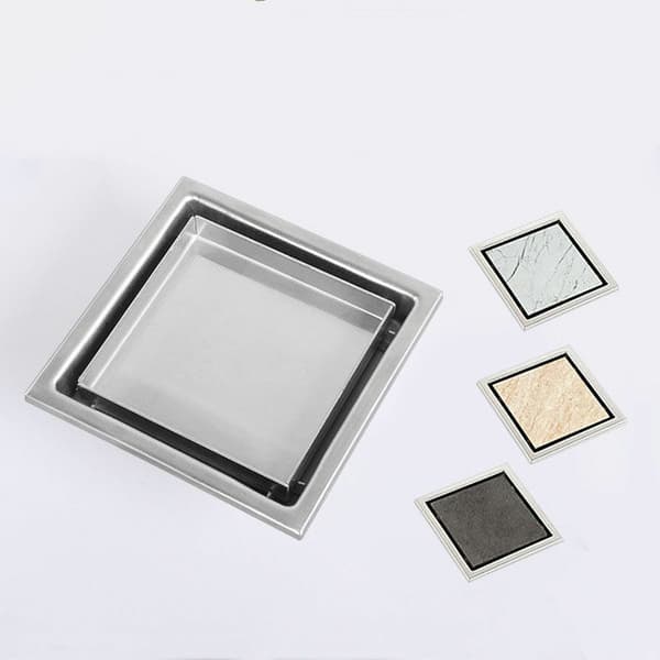 Invisible floor drain in 304 stainless steel, square, thickened deodorant floor drain, 10x10 cm