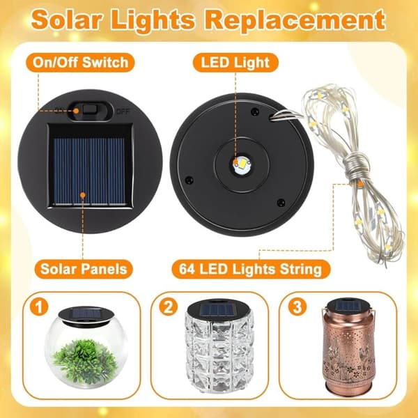 Reservedele til solcellelampe 2-pak 8,5 cm LED Vandtæt Solpanel Kompatibel med Solcellelygte Havelamper DIY