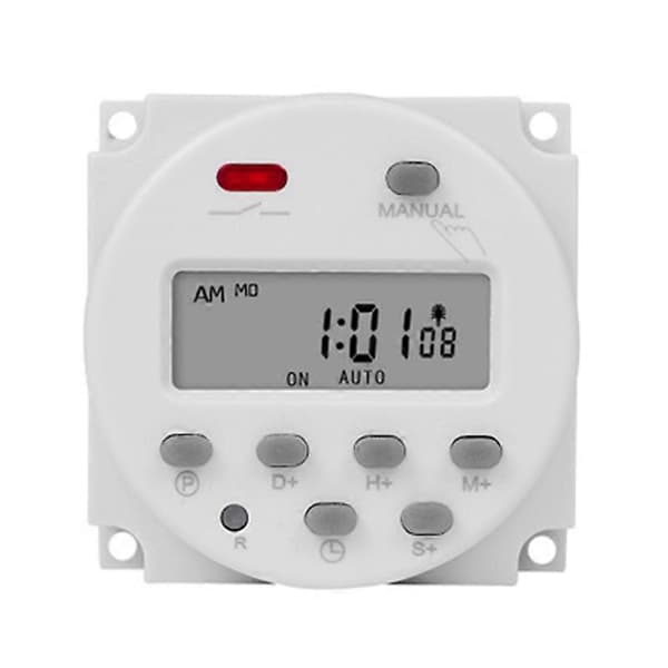 SINOTIMER 1 Sekunds Interval 12V Digital LCD Timer Switch 7 Dage Ugentlig Programmerbar Tidsrelæ Progr (FMY) Hvid White