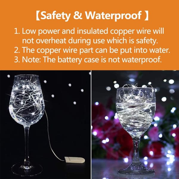 Batteridrivna Ljusslingor, 20 LED 2M Koppar Ljusslingor, IP